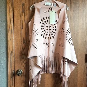 LaBellum Hillary Scott Pink Fringe Vest M/L